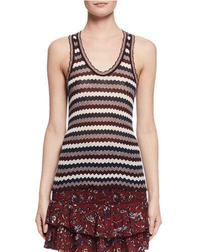 Amory Zigzag Racerback Top, Burgundy