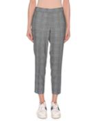 Glen-plaid Straight-leg Cropped Pants