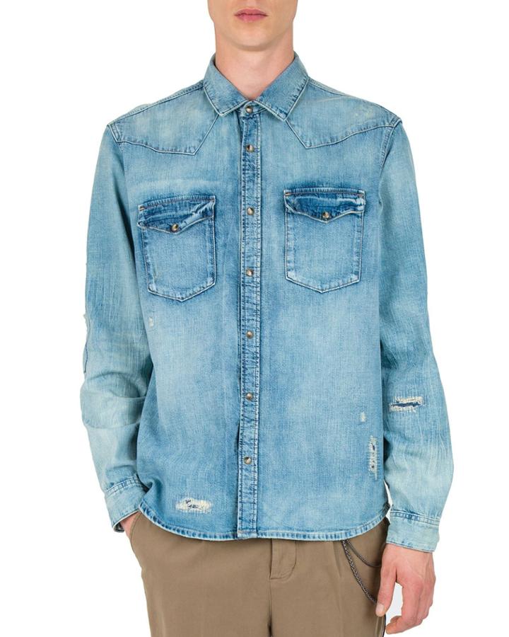 Men's Destroyed Flap-pocket Denim