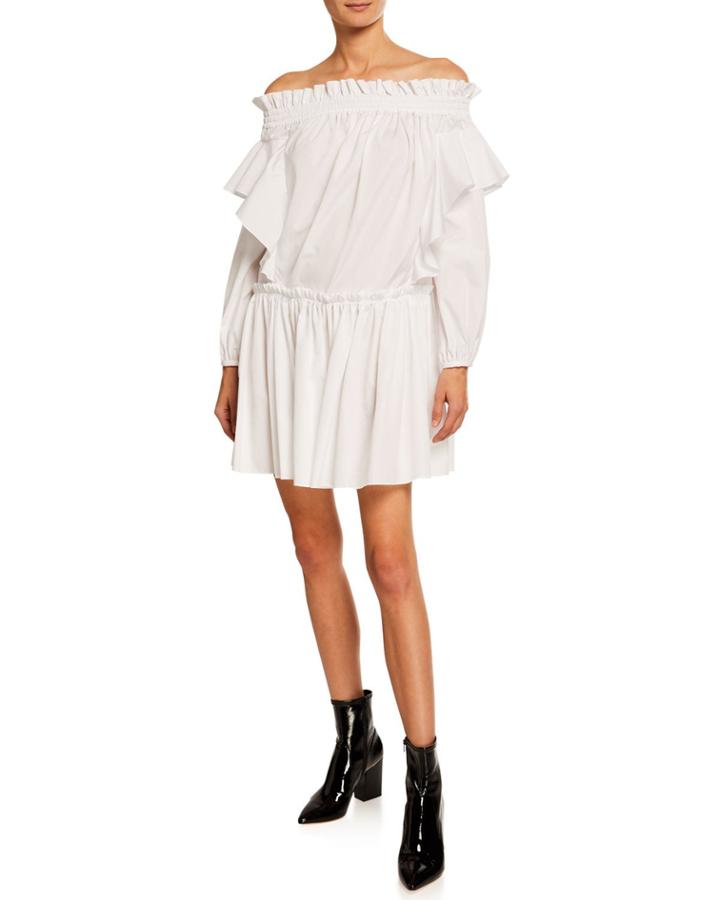 Off-the-shoulder Drop Waist Dress