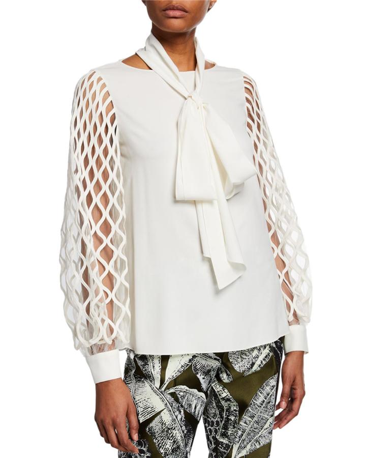 Lattice Cutout-sleeve Blouse