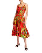 Lea Sleeveless Belted Floral Cotton Dress