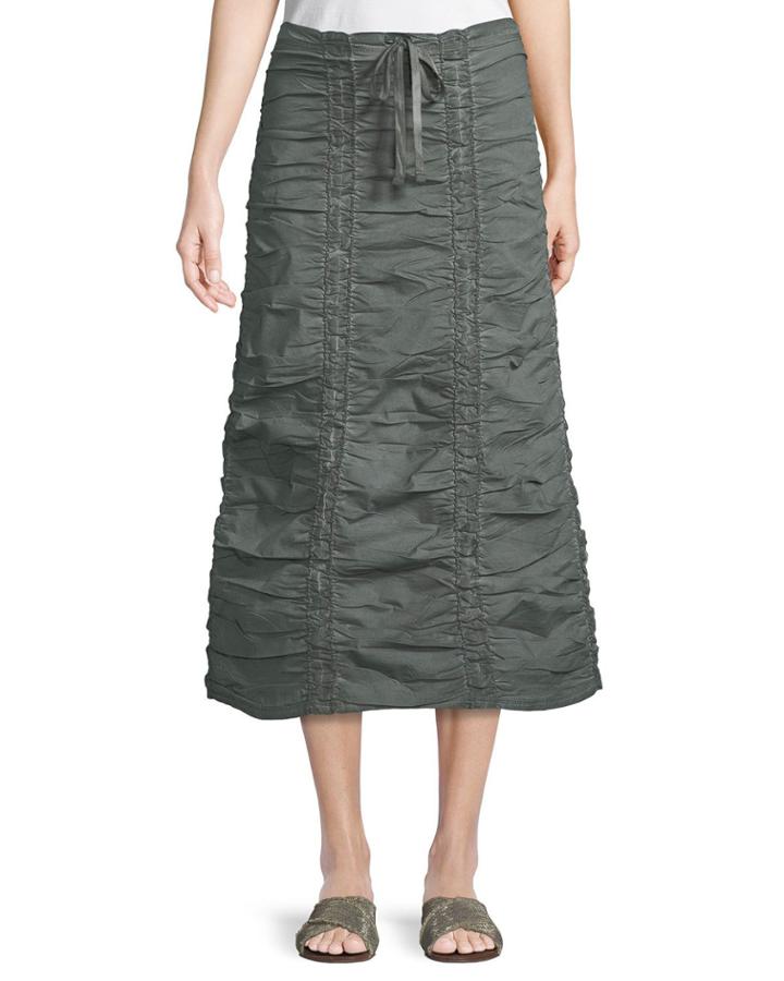 Double Shirred Paneled Skirt, Dark Gray
