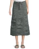Double Shirred Paneled Skirt, Dark Gray