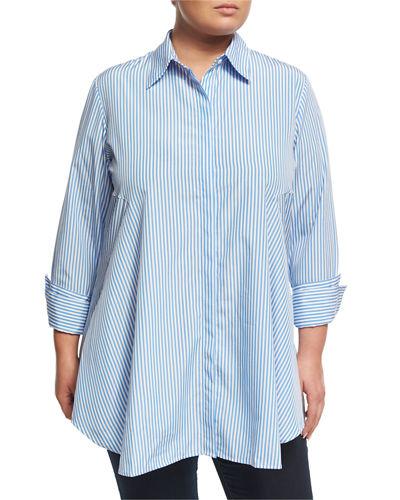 Striped Poplin Tunic Shirt,