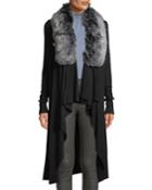 Long-sleeve Duster Cardigan With Faux-fur Collar