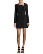 Luca Lace-up Asymmetric-neck Long-sleeve Crepe Dress