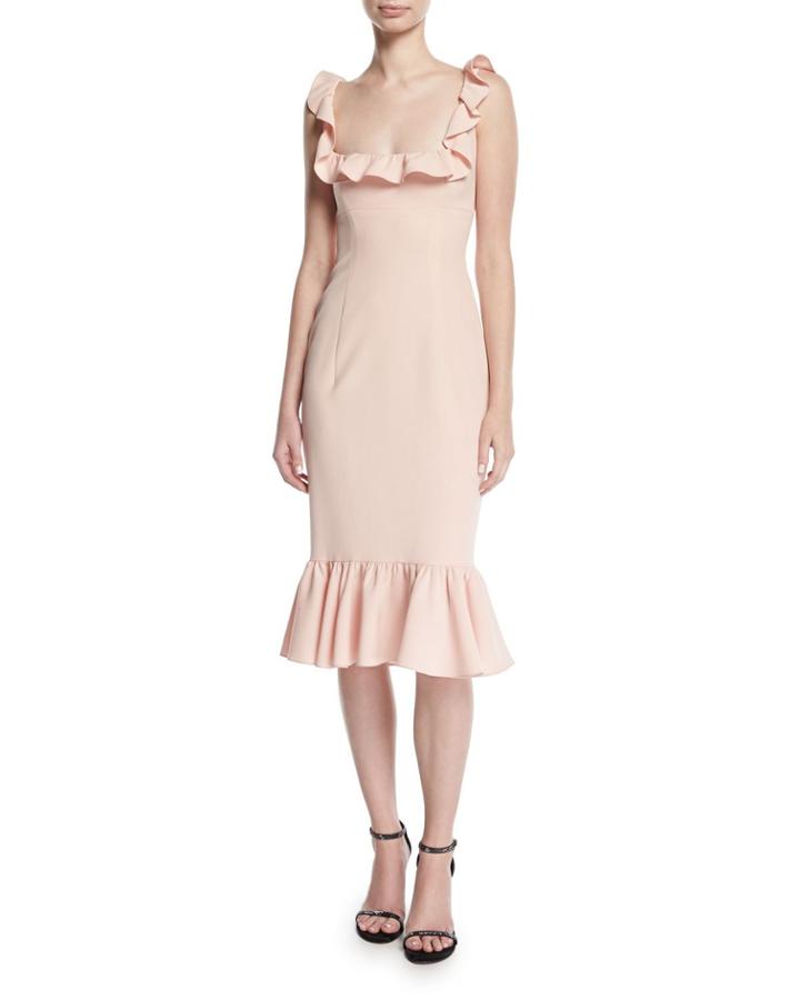 Opalina Square-neck Flounce-hem Cocktail Dress