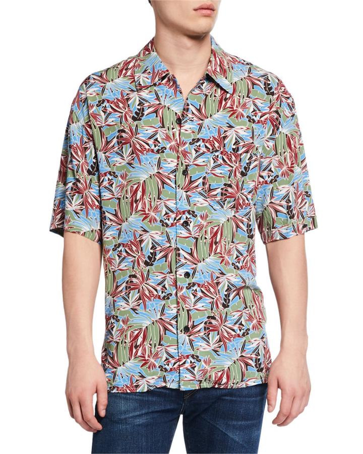 Men's Metal Floral Short-sleeve