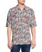 Men's Metal Floral Short-sleeve
