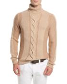 Cable-knit Camel-hair Turtleneck