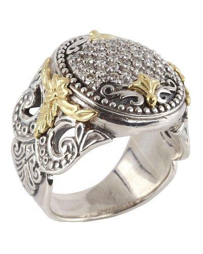 Asteri Ornate Round Pave White Diamond Ring,