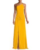 Liza One-shoulder Knot-front Gown