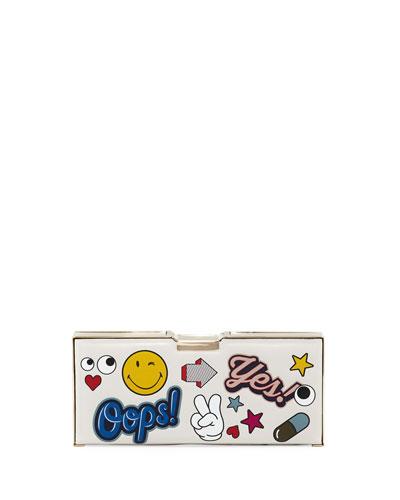 Embellished Pencil Case Clutch Bag, White