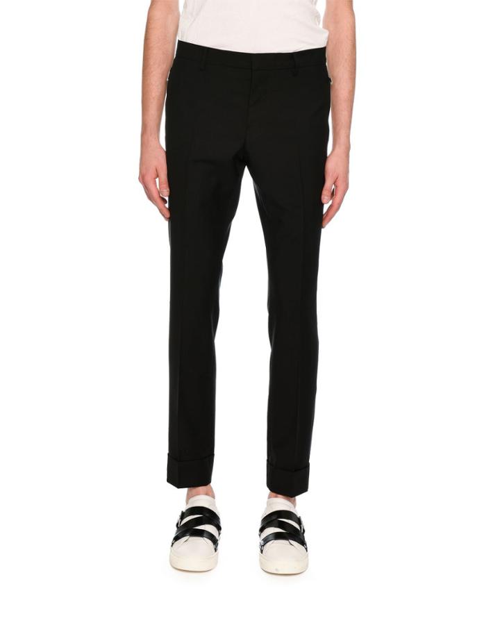 Zip-pocket Slim-straight Pants, Black