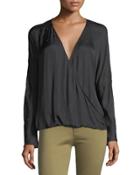 Time Stand Still Diamond Faux-wrap Top
