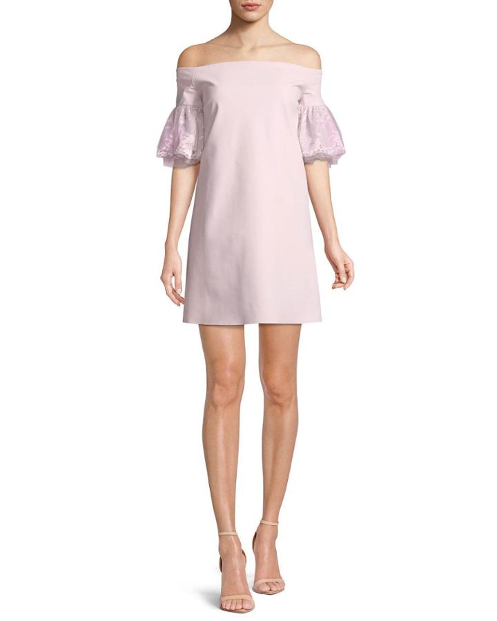 Joelle Lace-sleeve Mini Cocktail Dress