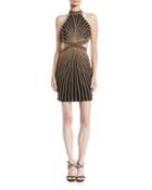Striped Halter Dress W/ Cutouts