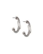 Classique Gray Steel & 18k Diamond Twist Hoop Earrings