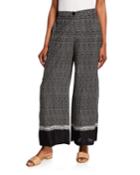Perinus Polka Dot Shantung Viscose Wide-leg Pants