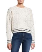 Speckled Cable Knit Long-sleeve Cropped
