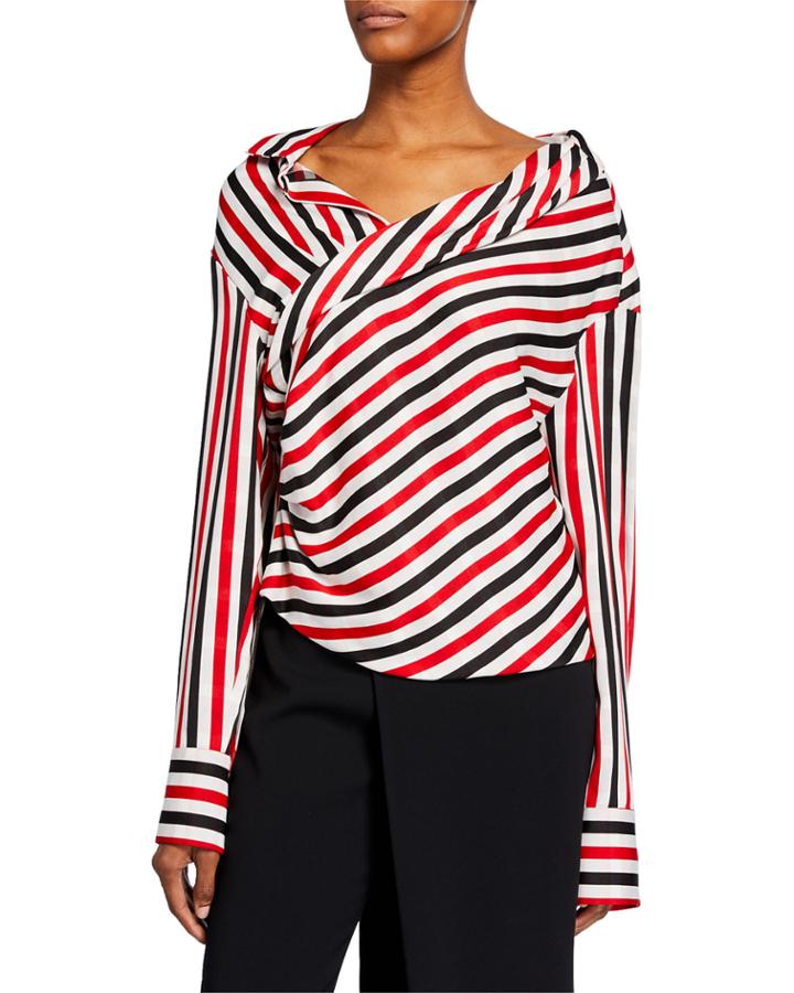 Stellar Striped Draped Blouse