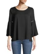 Ladder-stitch Bell-sleeve Blouse