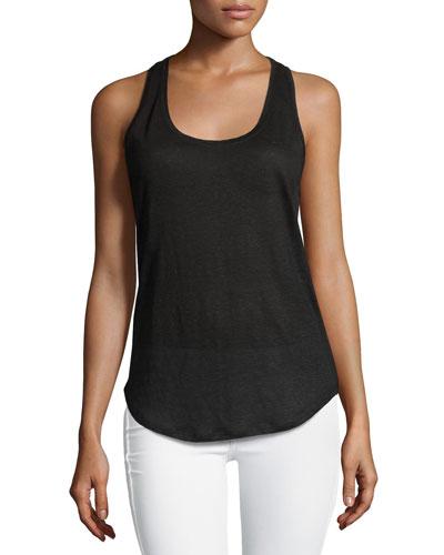 Linen Racerback Tank, Black