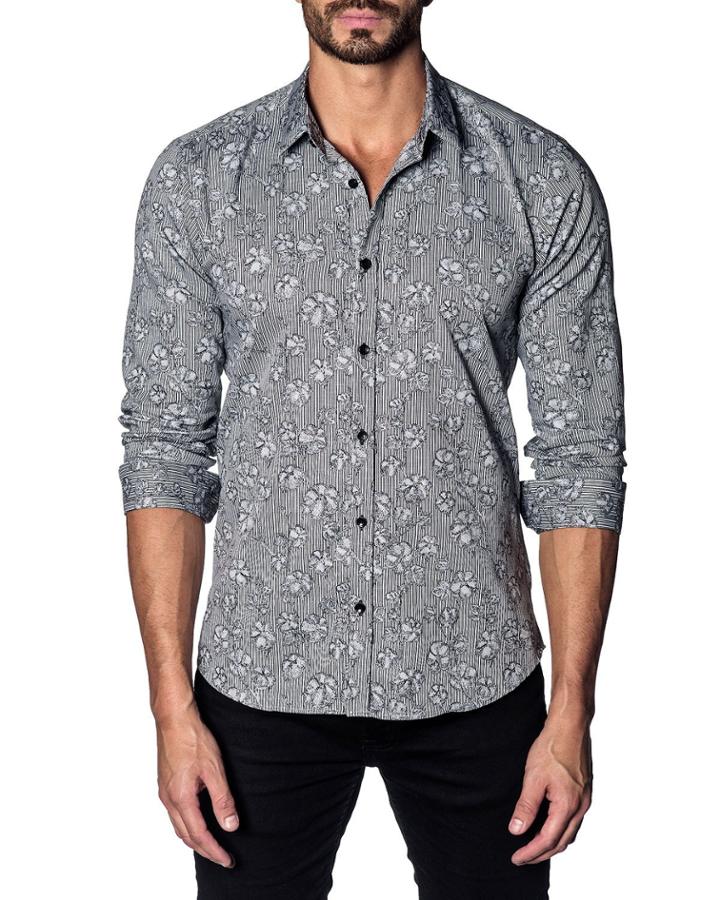 Men's Semi-fitted Striped Floral