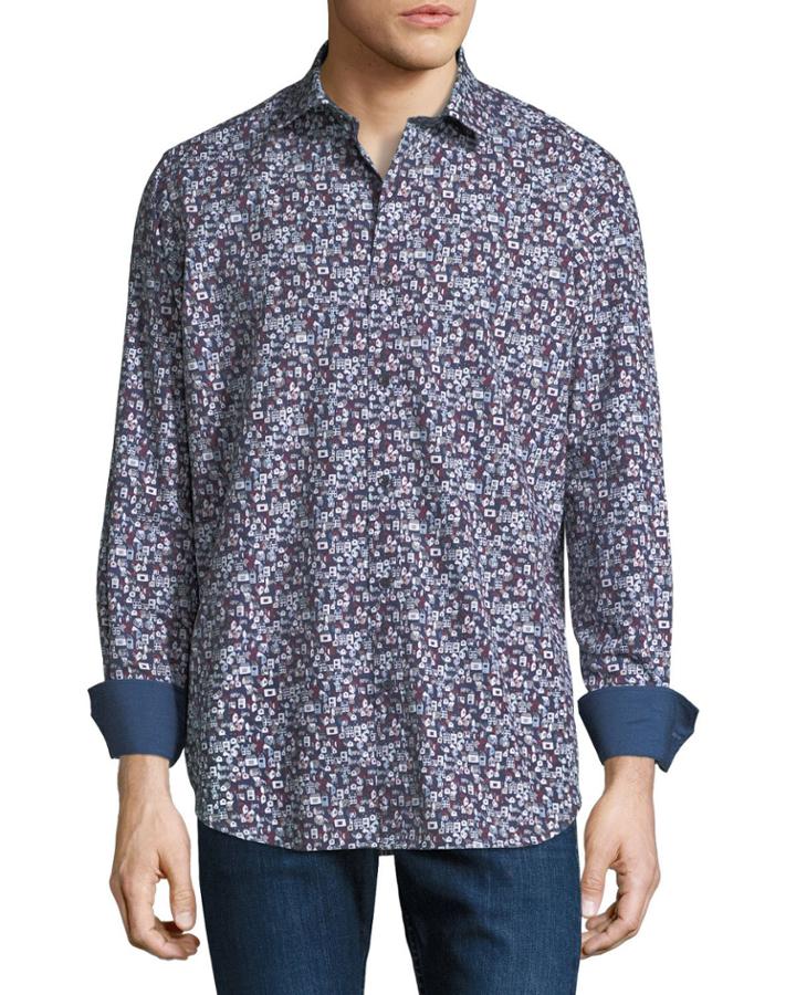 Men's Classic-fit Printed Woven