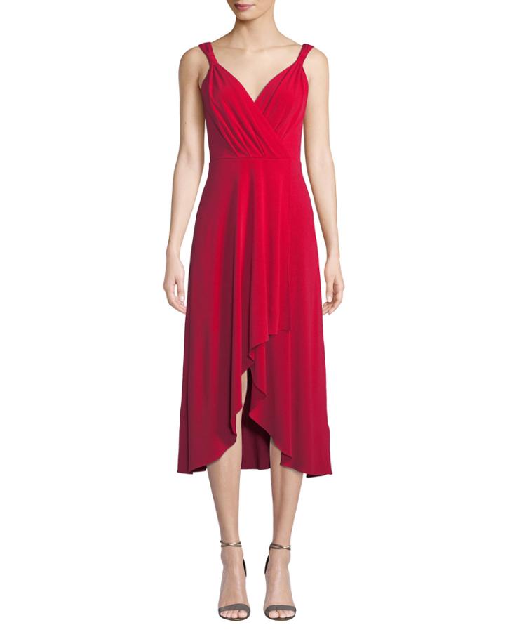 Sleeveless Wrap-front High-low Dress