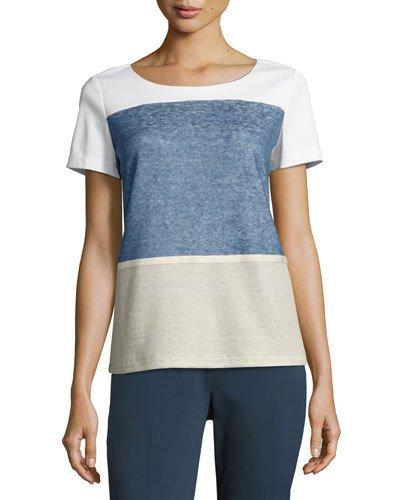 Colorblock Knit Tee, Blue Pattern
