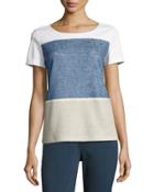 Colorblock Knit Tee, Blue Pattern