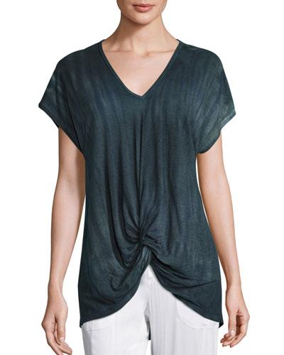 Annette Twist-front V-neck Top,