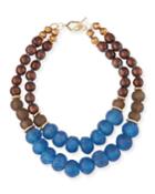 Two-strand Wooden Bead Necklace