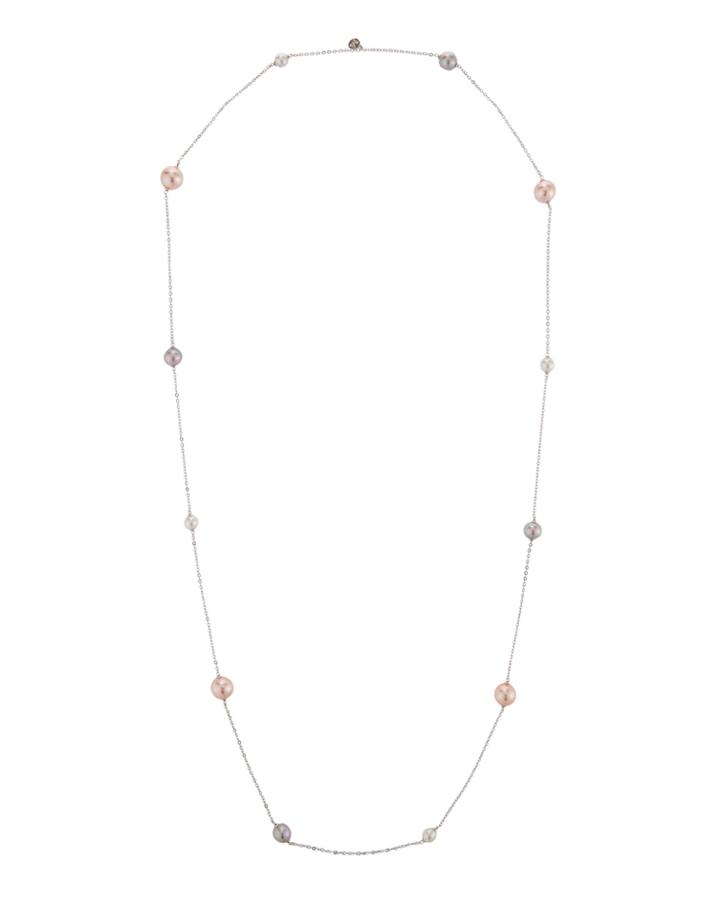 Long 10 Pearl-station Necklace