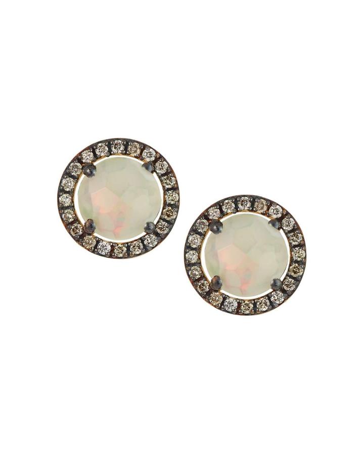 14k Diamond & 6mm Opal
