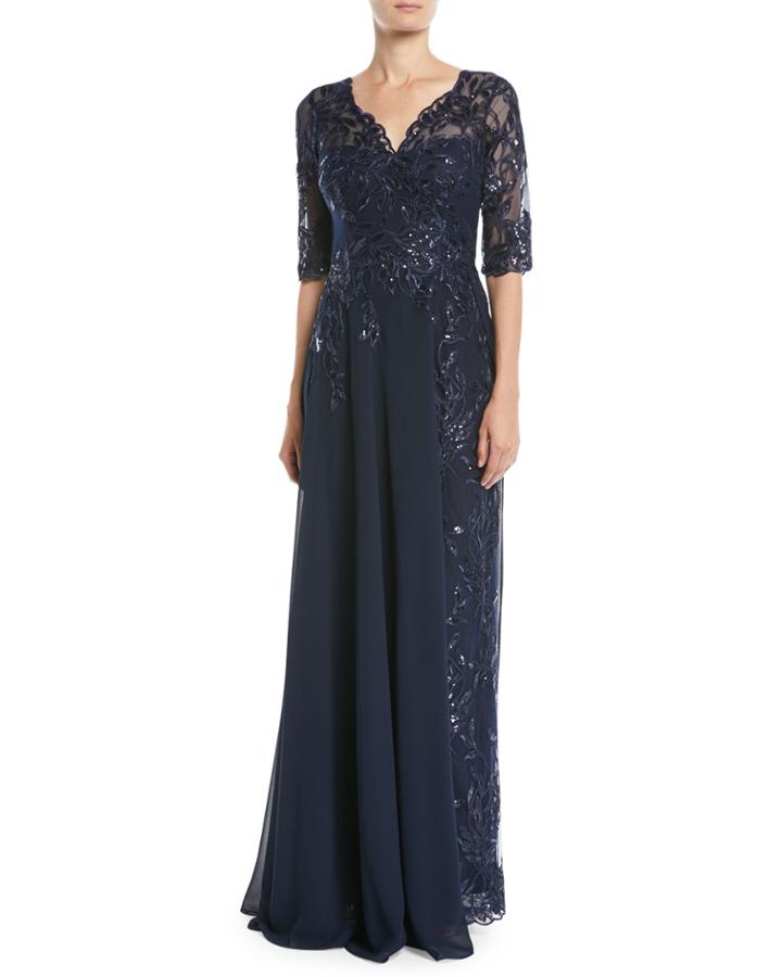 Lace Gown W/ Chiffon Overlay