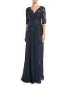 Lace Gown W/ Chiffon Overlay