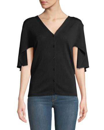 Cape-sleeve Button-front Cardigan