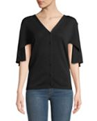 Cape-sleeve Button-front Cardigan