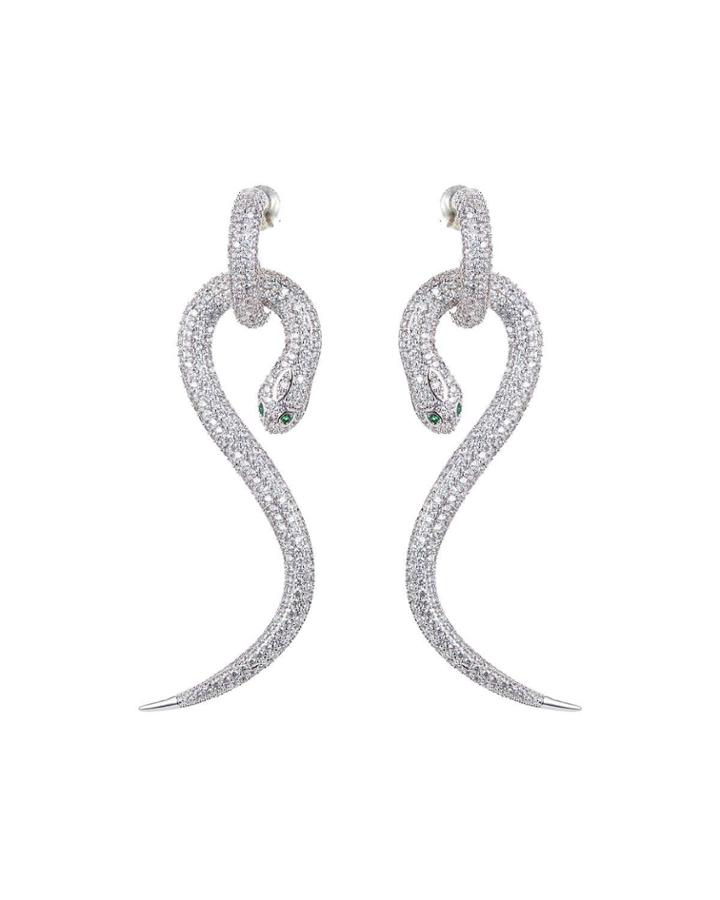 Cubic Zirconia Snake Huggie Earrings