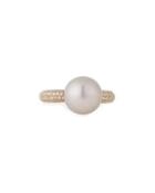 18k Rose Gold Kasumiga Pearl & Pave Diamond Ring,