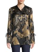 Desra Long-sleeve Renaissance Paisley Blouse