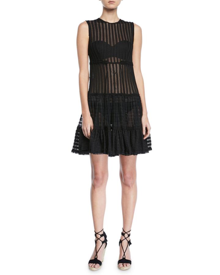 Sleeveless Knit Combo Fit-and-flare Dress