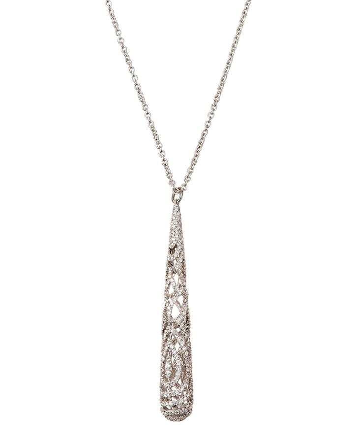 Mauresque 18k White Gold Diamond Teardrop Necklace