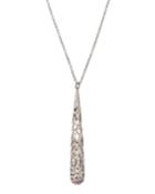 Mauresque 18k White Gold Diamond Teardrop Necklace