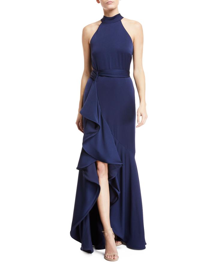 Kaori Ruffle-slit Sleeveless Gown