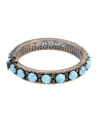 Aquamarine & Champagne Diamond Bangle Bracelet