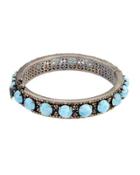 Aquamarine & Champagne Diamond Bangle Bracelet